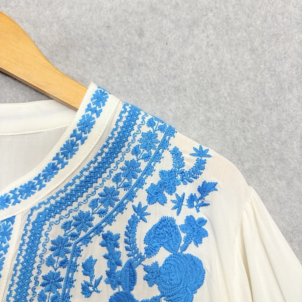 Angel Heart Boutique Women's Embroidered Tunic Top 2X‎  White Embroidered Boho - Picture 4 of 9